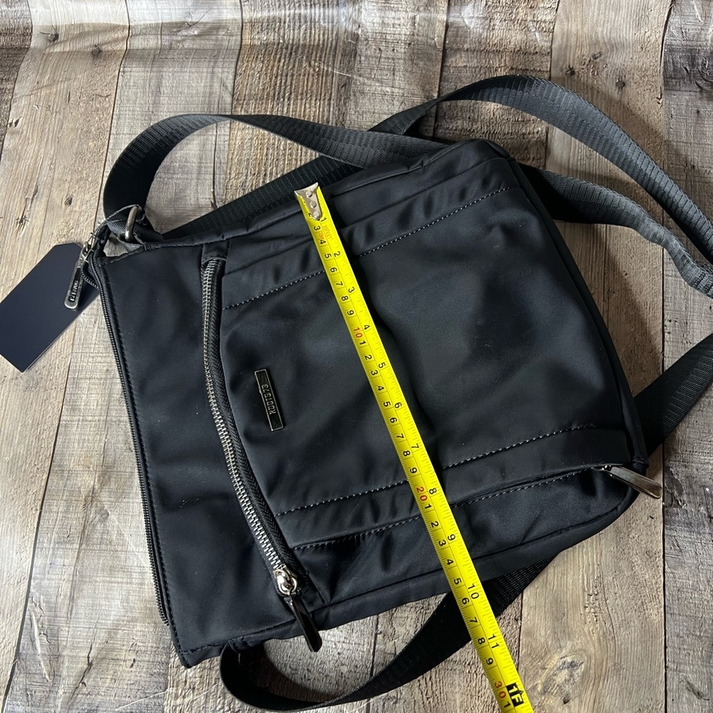 ROOTS 73 Black Adjustable Messenger Crossbody  Nylon Zip Top Pocket Shoulder Bag - Picture 10 of 12
